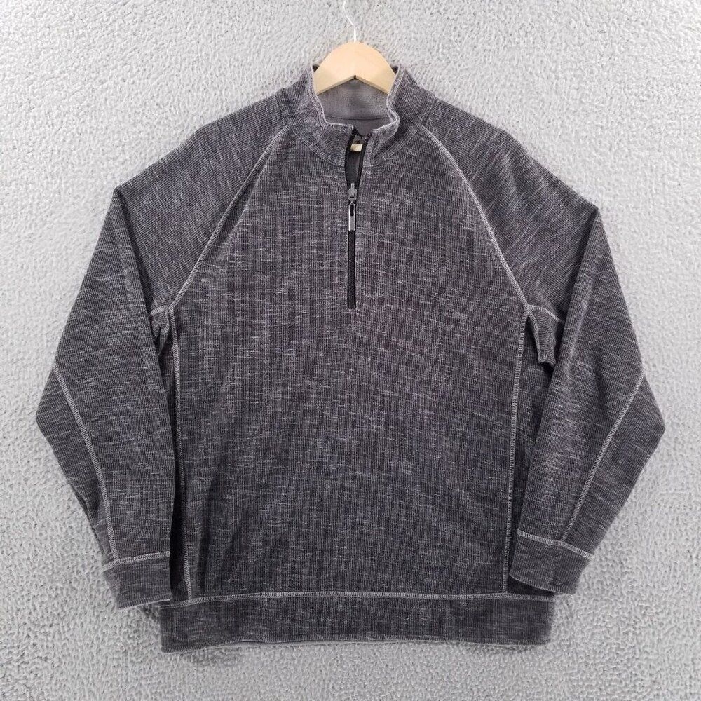 Tommy Bahama Gray Reversible Slubtropics Half Zip Sweatshirt Size XXL